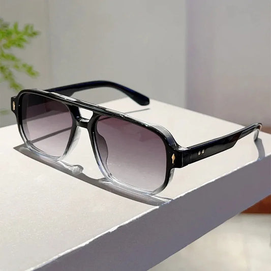 Vintage Square Double-Bridge Sunglasses