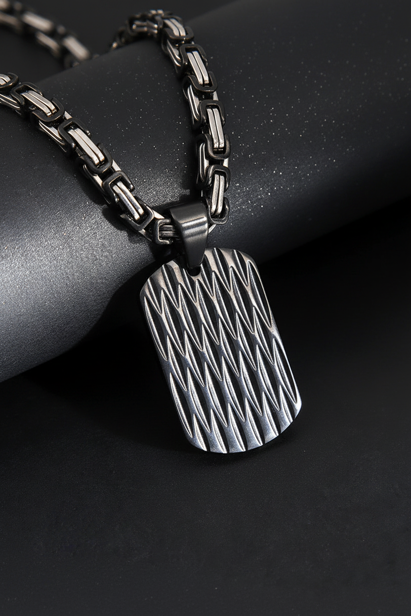 Black Ripple Pendant - Hanging