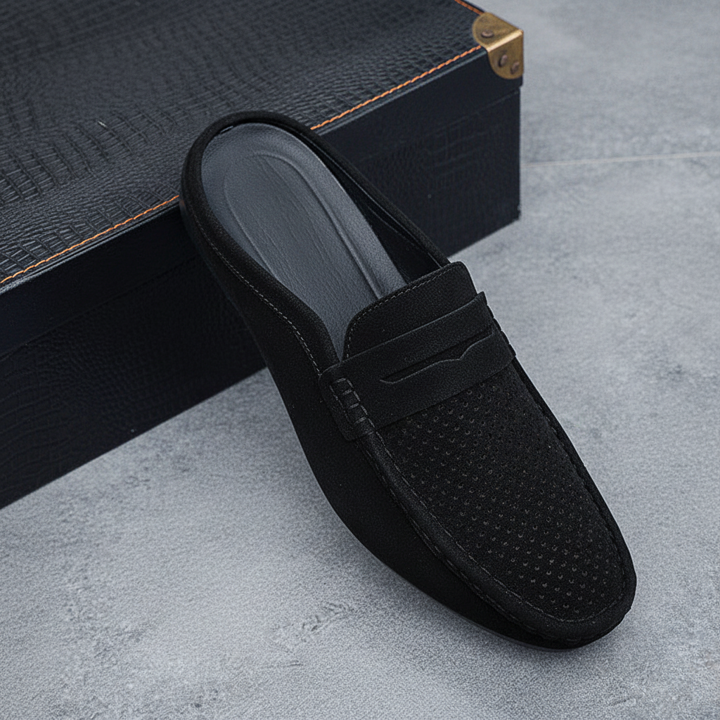 Black Suede Mule – Front 3/4