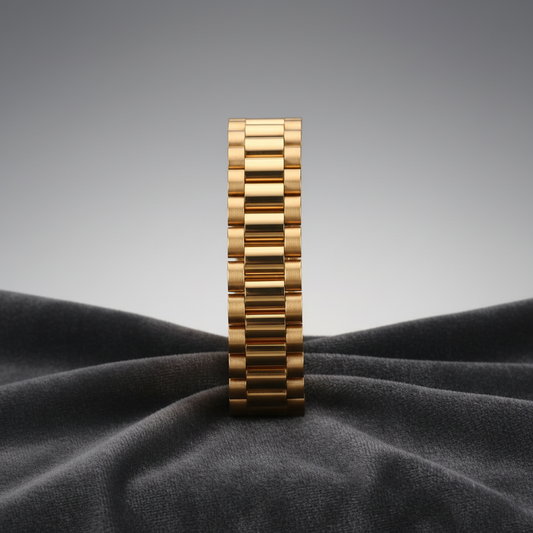 The Arc Bracelet — Gold Side Profile on Velvet